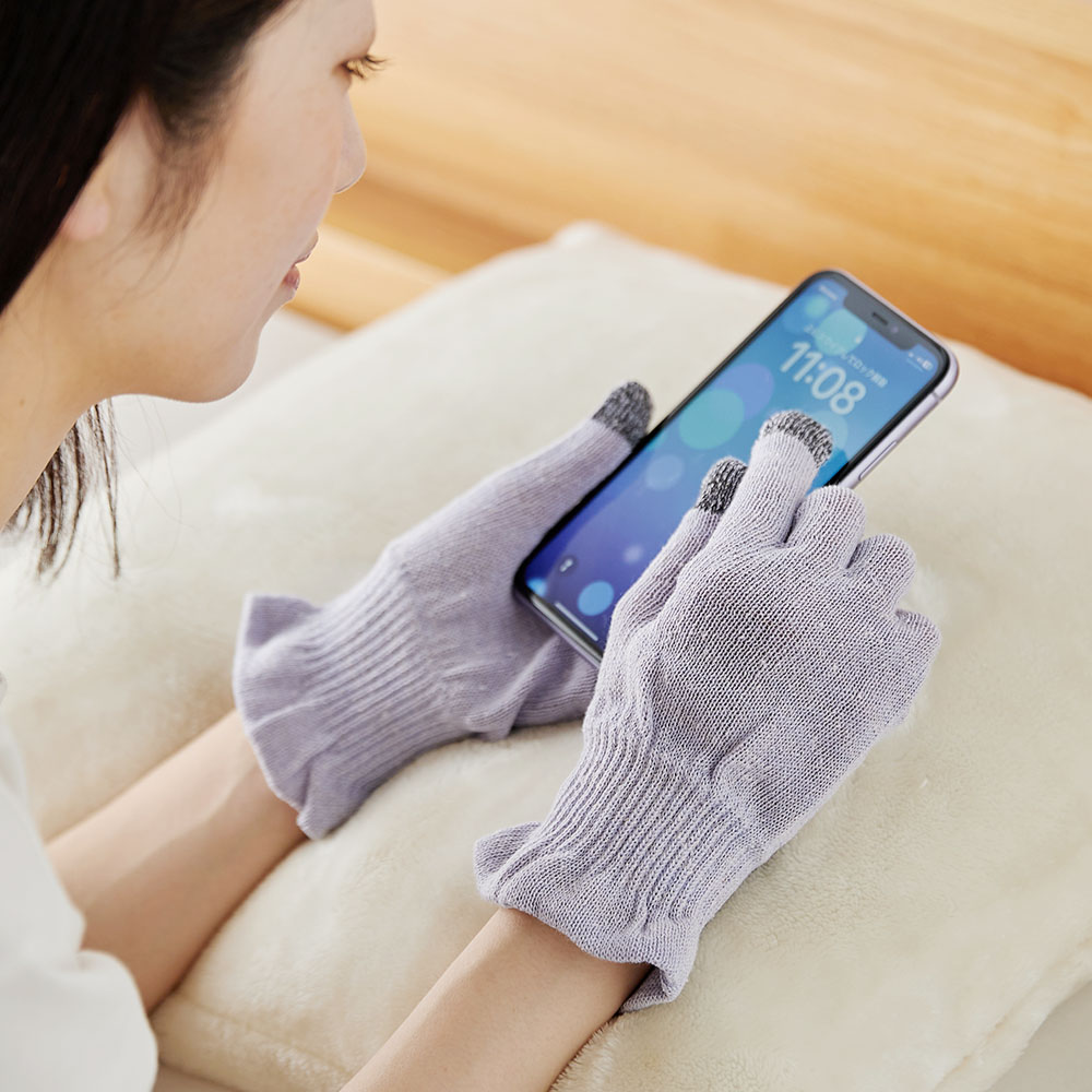 【オーラ岩盤】スマホが使える シルク混のおやすみ手袋 【オーラ岩盤】スマホが使える シルク混のおやすみ手袋