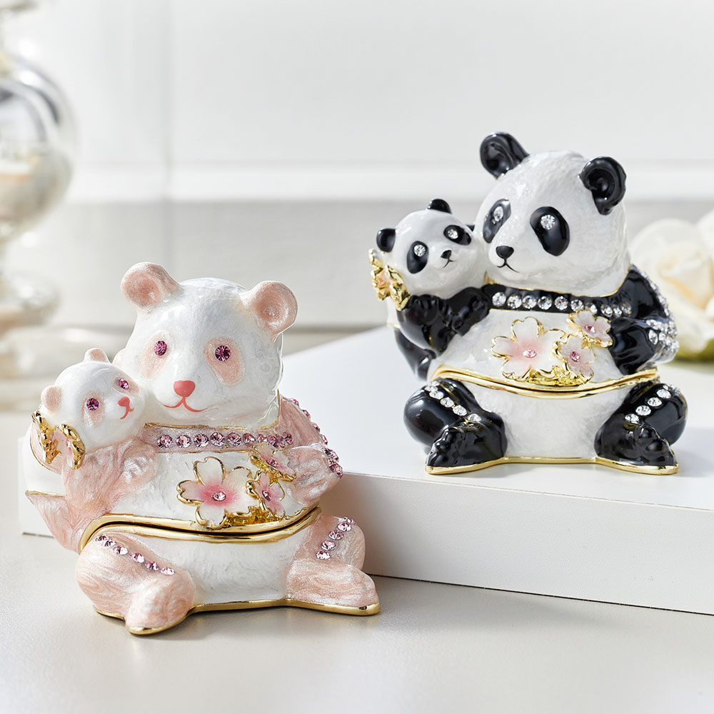 【東京銀座PICALS】動物モチーフのジュエリーボックス パンダの親子