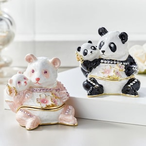 【東京銀座PICALS】動物モチーフのジュエリーボックス パンダの親子
