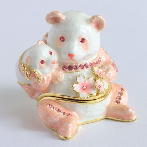 動物モチーフのジュエリーボックス パンダの親子