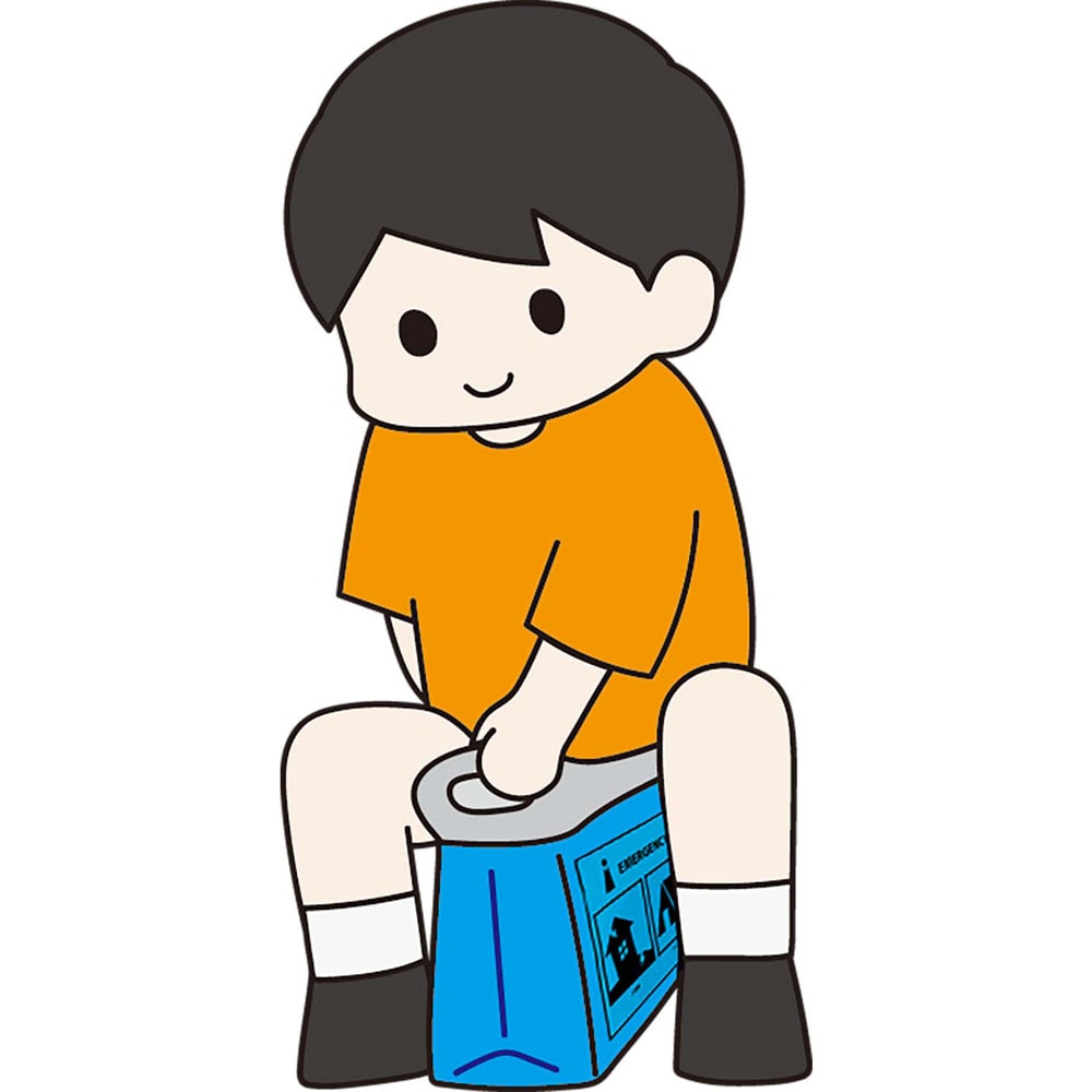 持ち手を掴み、しゃがんで使用できます