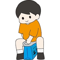 持ち手を掴み、しゃがんで使用できます