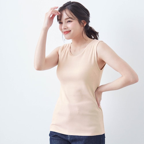 【新色追加】 冷やしさらっとコットン・リブブラタンクトップ