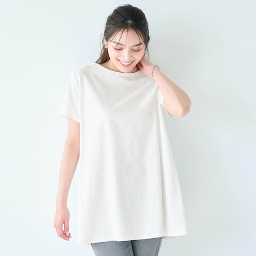 サラッと快適・綿混ゆったりシルエット半袖チュニック【抗菌防臭】