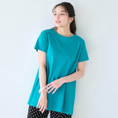 サラッと快適・綿混ゆったりシルエット半袖チュニック【抗菌防臭】