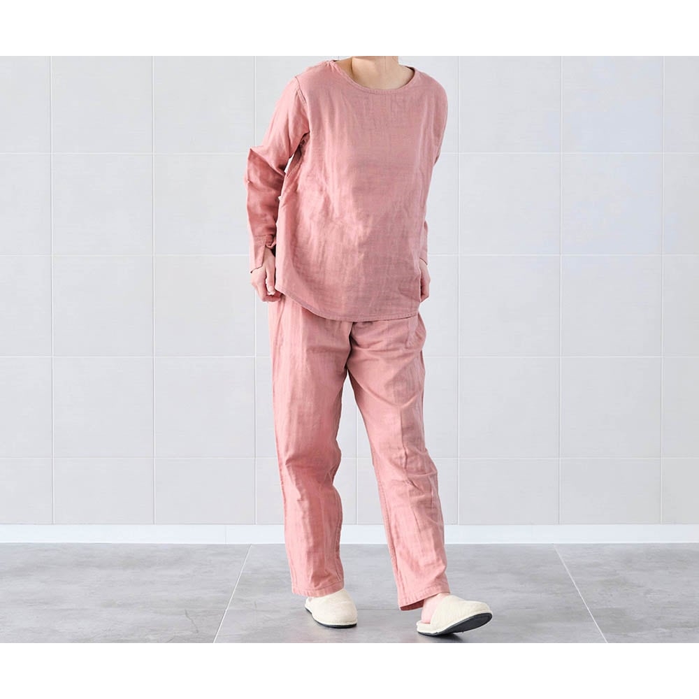 三重ガーゼの長袖パジャマ<br>【スモーキーピンク】 三重ガーゼの長袖パジャマ<br>【スモーキーピンク】