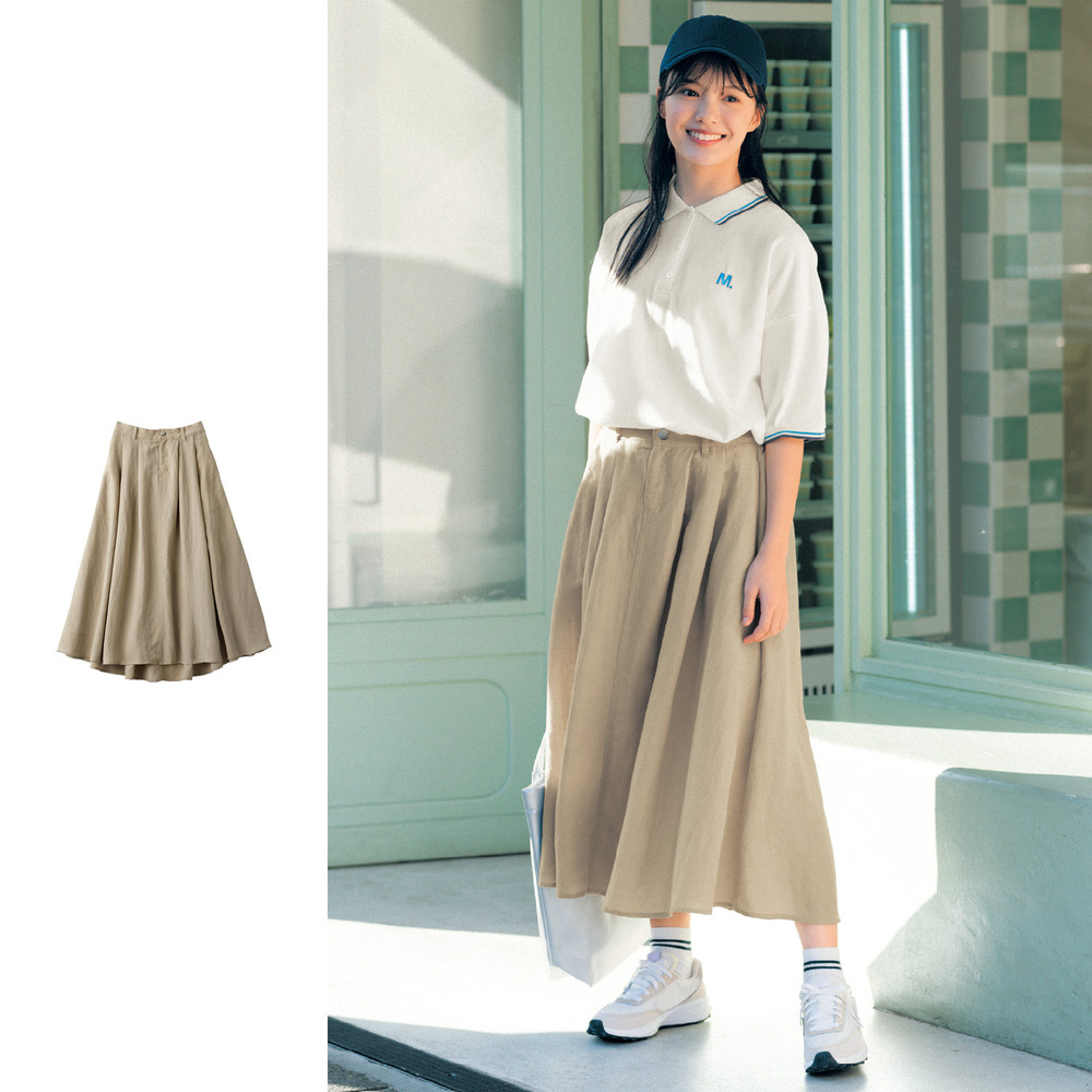 【STANDARD me】さらさらボリュームフレアスカート(ウエスト調節可) 【子供服】 【STANDARD me】さらさらボリュームフレアスカート(ウエスト調節可) 【子供服】