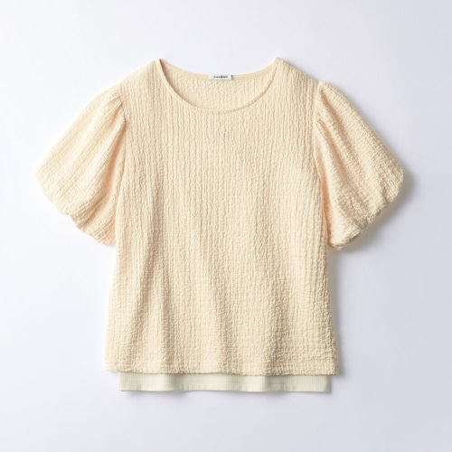 ぽこぽこジャカードバルーンスリーブ半袖プルオーバー＆綿混リブキャミソールセット 【子供服】