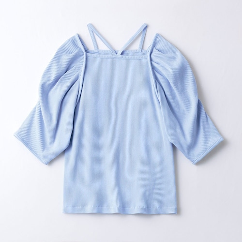 ホルターネック風ボレロドッキング綿混リブプルオーバー 【子供服】