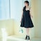 ダブルストラップバックリボンぽこぽこキャミワンピース 【子供服】
