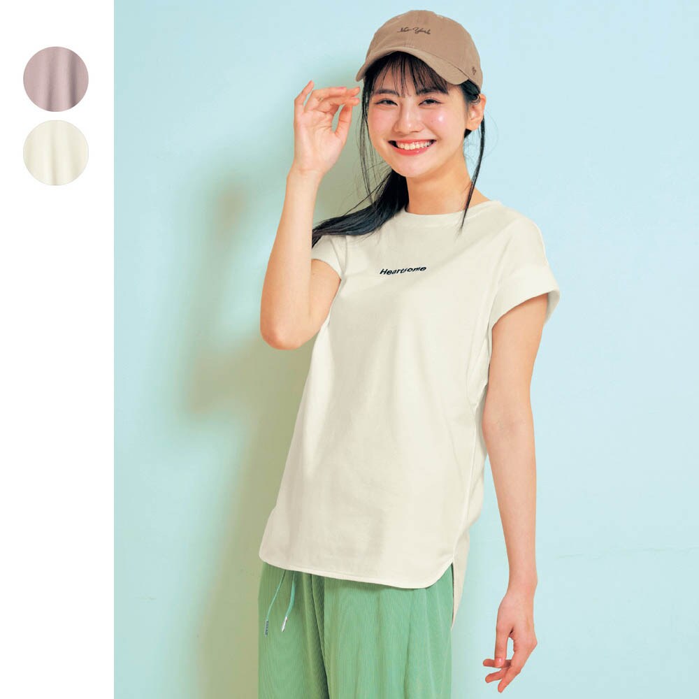 【パペル ラピス/Papel lapiz】なめらかタッチリブ切替え綿素材フレンチスリーブTシャツ 【子供服 半袖】