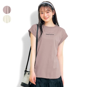 【パペル ラピス/Papel lapiz】【7月30日再値下げ】 なめらかタッチリブ切替え綿素材フレンチスリーブTシャツ 【子供服 半袖】