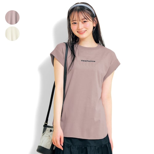 なめらかタッチリブ切替え綿素材フレンチスリーブＴシャツ 【子供服 半袖】