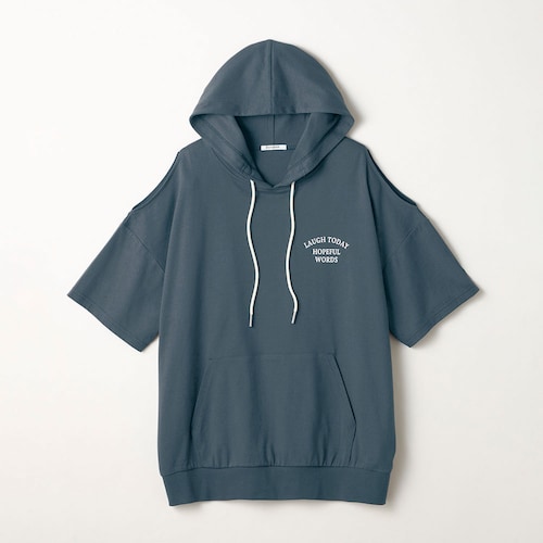 ショルダースリット綿素材半袖ルーズプルパーカ 【子供服】