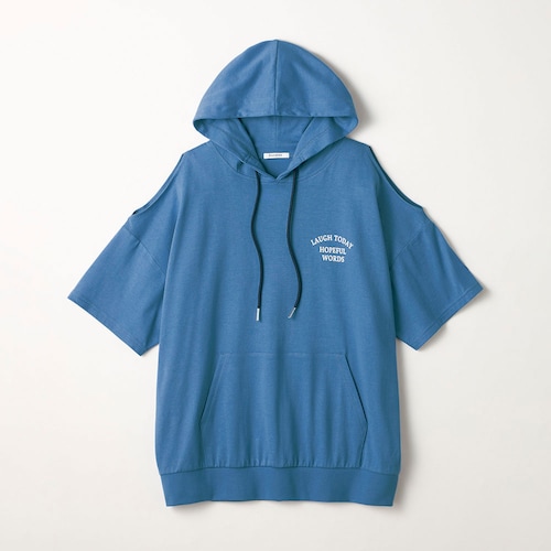 ショルダースリット綿素材半袖ルーズプルパーカ 【子供服】