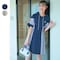 配色切替え綿素材ドロストパーカワンピース 【子供服 半袖】