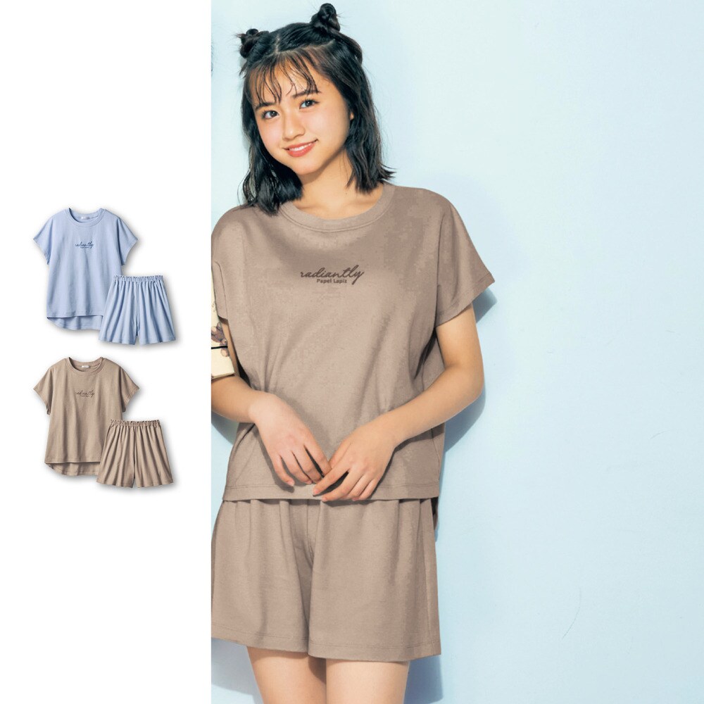 【パペル ラピス/Papel lapiz】綿素材フレンチスリーブTシャツ & フレアショートパンツパジャマ 【子供パジャマ 半袖】