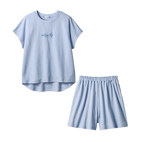 綿素材フレンチスリーブＴシャツ＆フレアショートパンツパジャマ 【子供パジャマ 半袖】