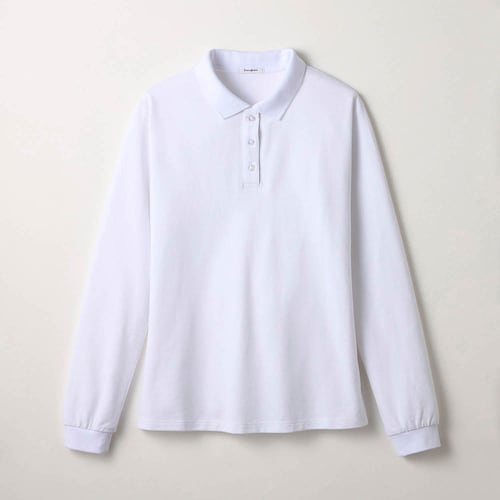 標準服にも使える！綿鹿の子長袖ポロシャツ 【制服】