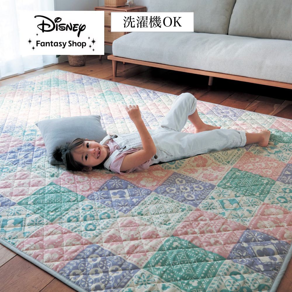 【ディズニー/Disney】ワッフル織のキルトラグ「ミッキーモチーフ」 【ディズニー/Disney】ワッフル織のキルトラグ「ミッキーモチーフ」