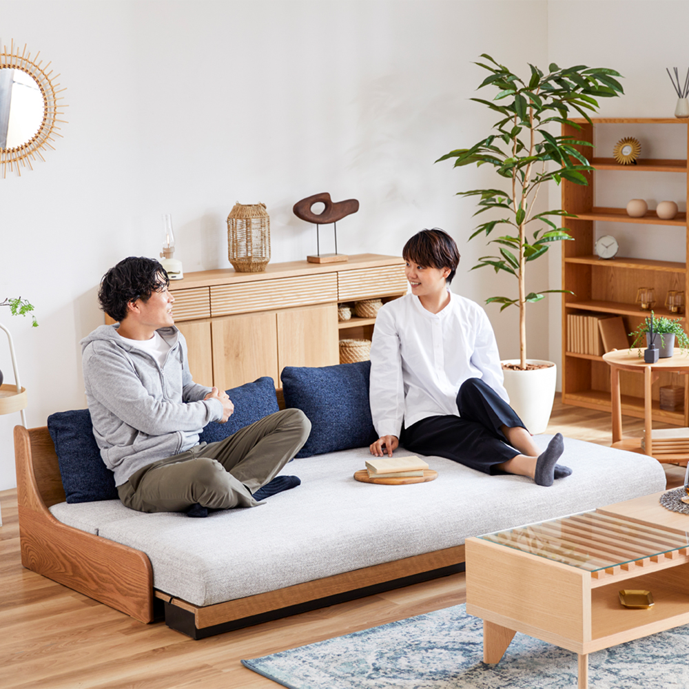 【ベルメゾン】まるでベッドのような寝心地のクッション付きローソファーベッド