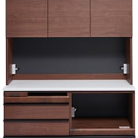 コンセント部：上台・板扉×幅120cm、下台/3段引出し×幅60cm、下台/スライド棚×幅60cm