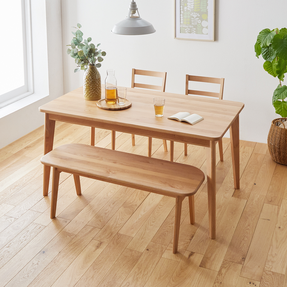 【堀田木工所】セラミック塗装でお手入れ簡単 アルダー材のダイニングテーブル・4点セット