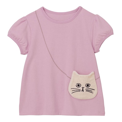 【ねこねこ食パン】ポシェット風半袖Ｔシャツ 【子供服】