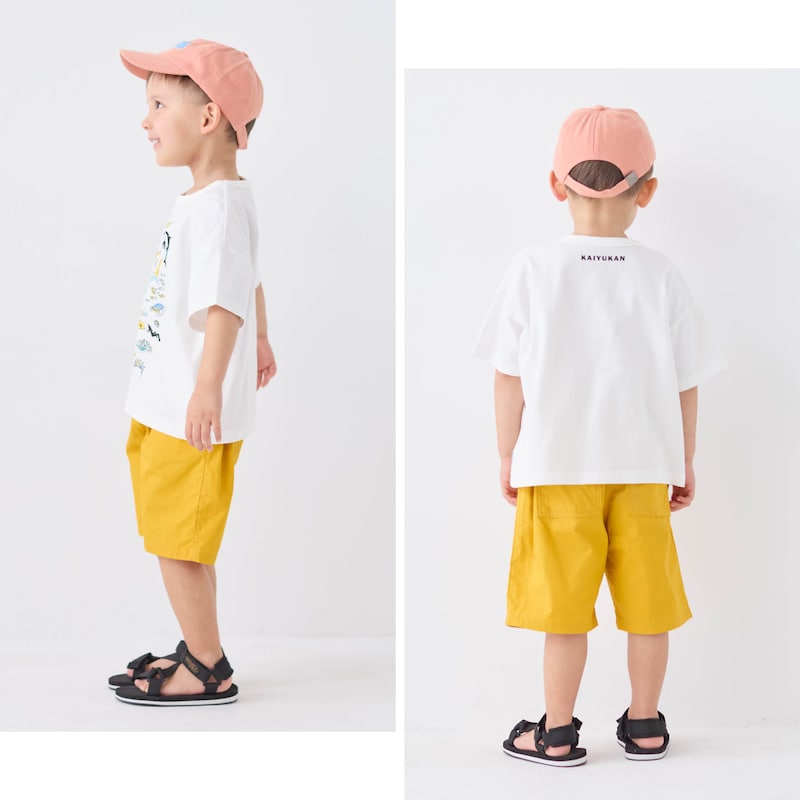 オフホワイト（海の生き物大集合）／モデル身長105cm・110サイズ着用