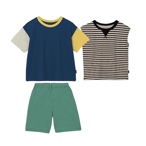 お着替えの多い夏にうれしい薄くて涼しいＴシャツ＆ハーフパンツ3点セット 【子供服 子供ズボン】