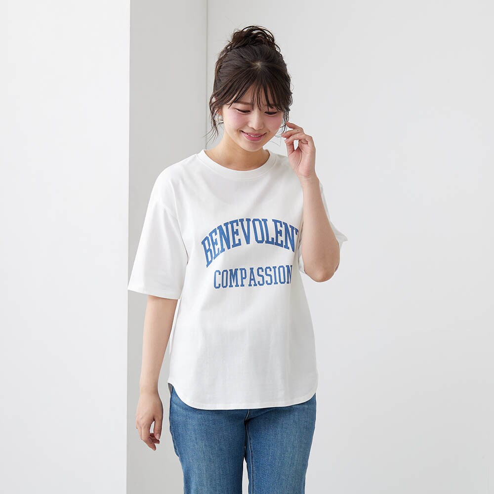 【ジータ/GITA】裾ラウンド半袖ロゴTシャツ