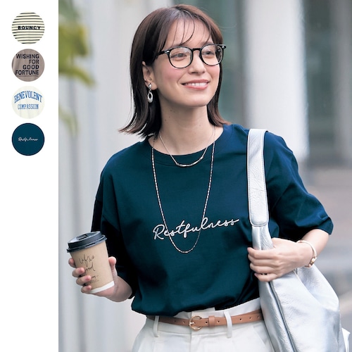 裾ラウンド半袖ロゴＴシャツ