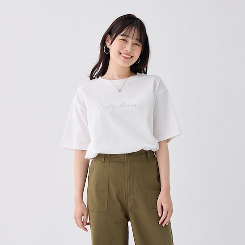 裾ラウンド半袖ロゴＴシャツ