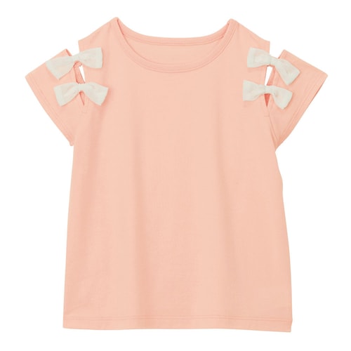 肩スリットシフォンリボンフレンチスリーブＴシャツ 【子供服】