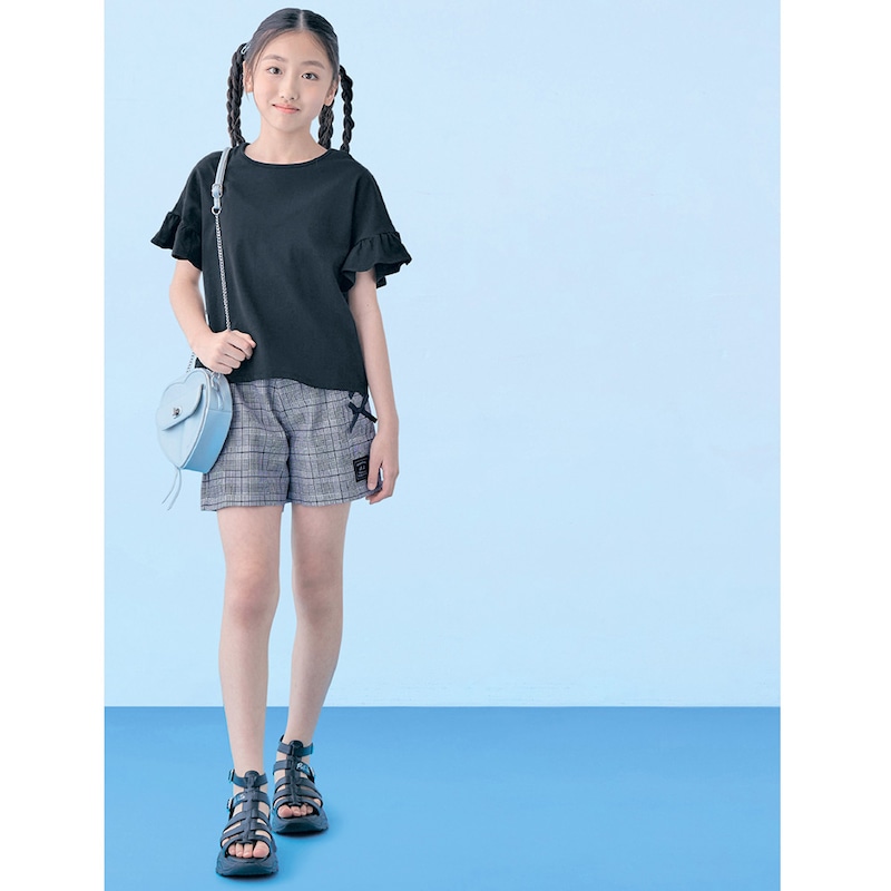 グレンチェック／モデル身長145cm・サイズ140