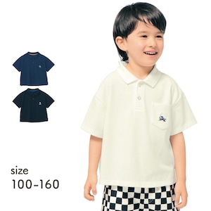 【ジータ/GITA】刺繍がかわいいビッグシルエットドライ鹿の子ポロシャツ 【子供服 半袖】