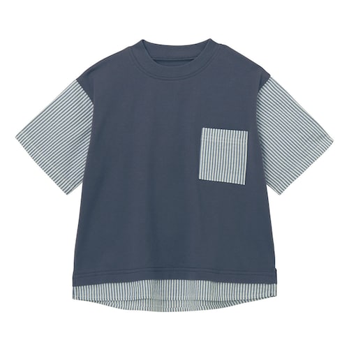 ストライプドッキング半袖Ｔシャツ 【子供服 半袖】