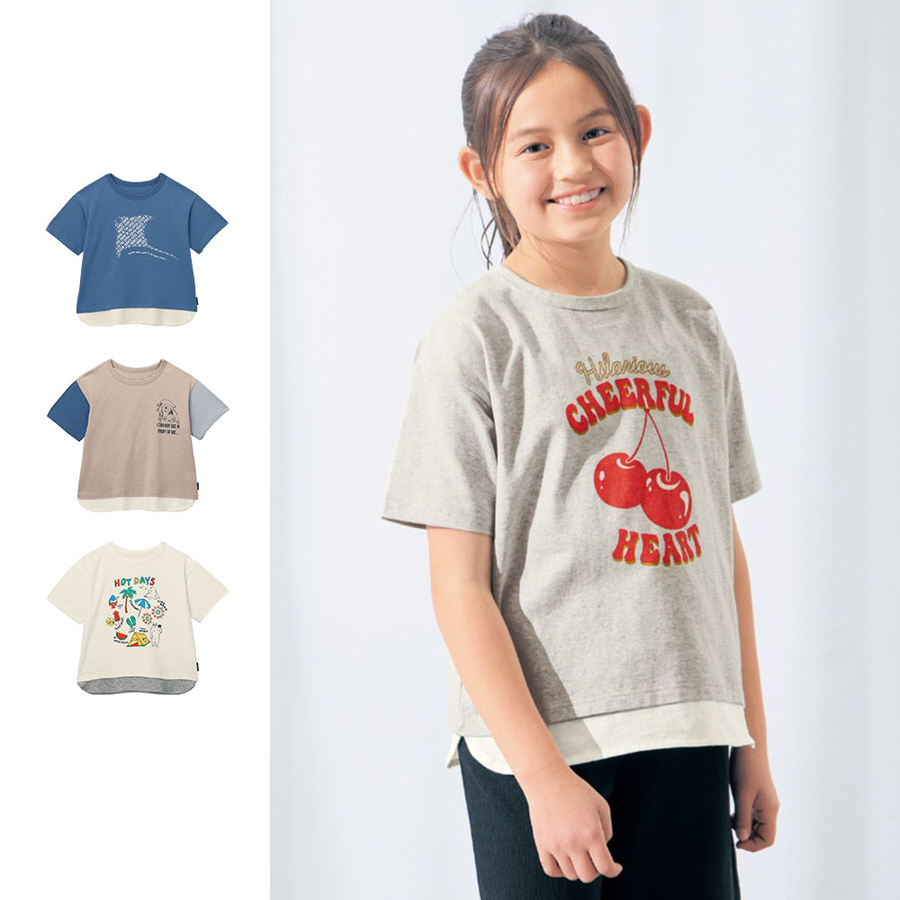 【ジータ/GITA】毎日着たくなる裾レイヤードゆるシルエットTシャツ(Everyday with TEE) 【子供服 半袖】