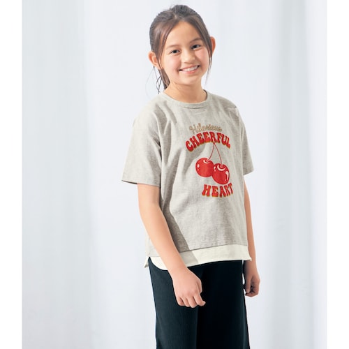 毎日着たくなる裾レイヤードゆるシルエットＴシャツ（Everyday with TEE） 【子供服 半袖】