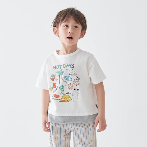 毎日着たくなる裾レイヤードゆるシルエットＴシャツ（Everyday with TEE） 【子供服 半袖】