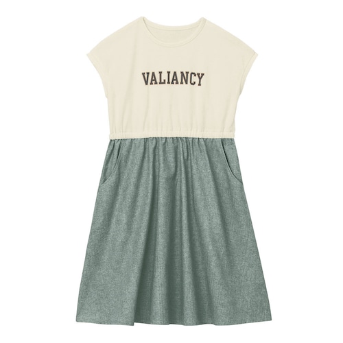 軽くて涼しいフレンチスリーブシャンブレードッキングワンピース 【子供服 半袖】
