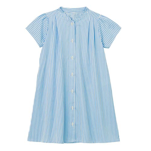 ギャザーストライプシャツワンピース 【子供服 半袖】