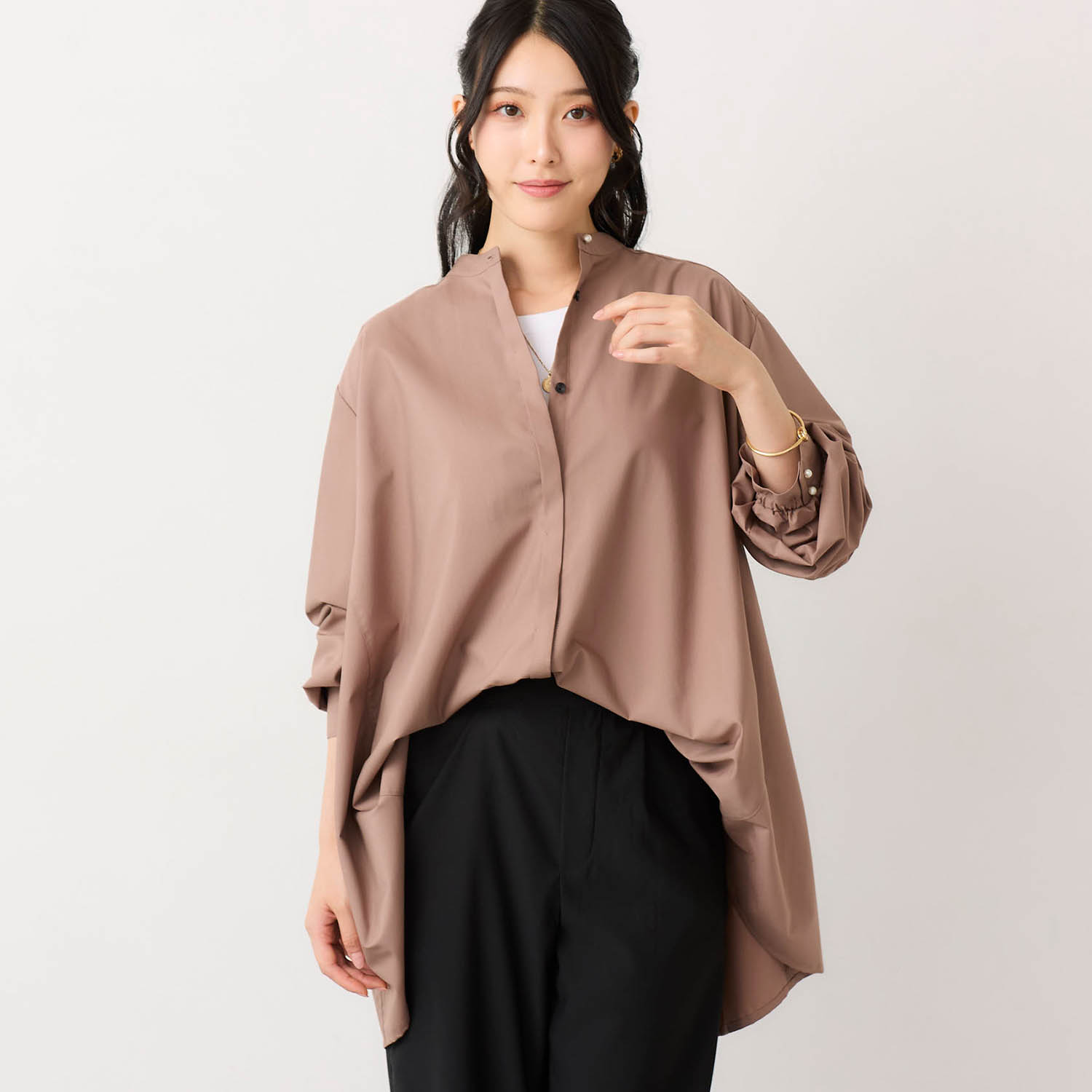 【花笑むとき/hana emu toki】チュニックAラインシャツ(シワになりにくい) 【TV newsおかえり で着用されました】 【花笑むとき/hana emu toki】チュニックAラインシャツ(シワになりにくい) 【TV newsおかえり で着用されました】