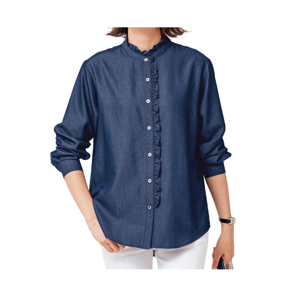 【花笑むとき/hana emu toki】デニムフリルシャツ