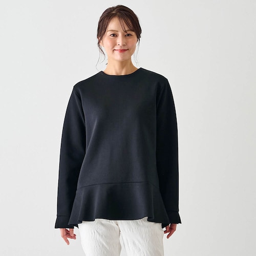 綿混あったかペプラムチュニックカットソー