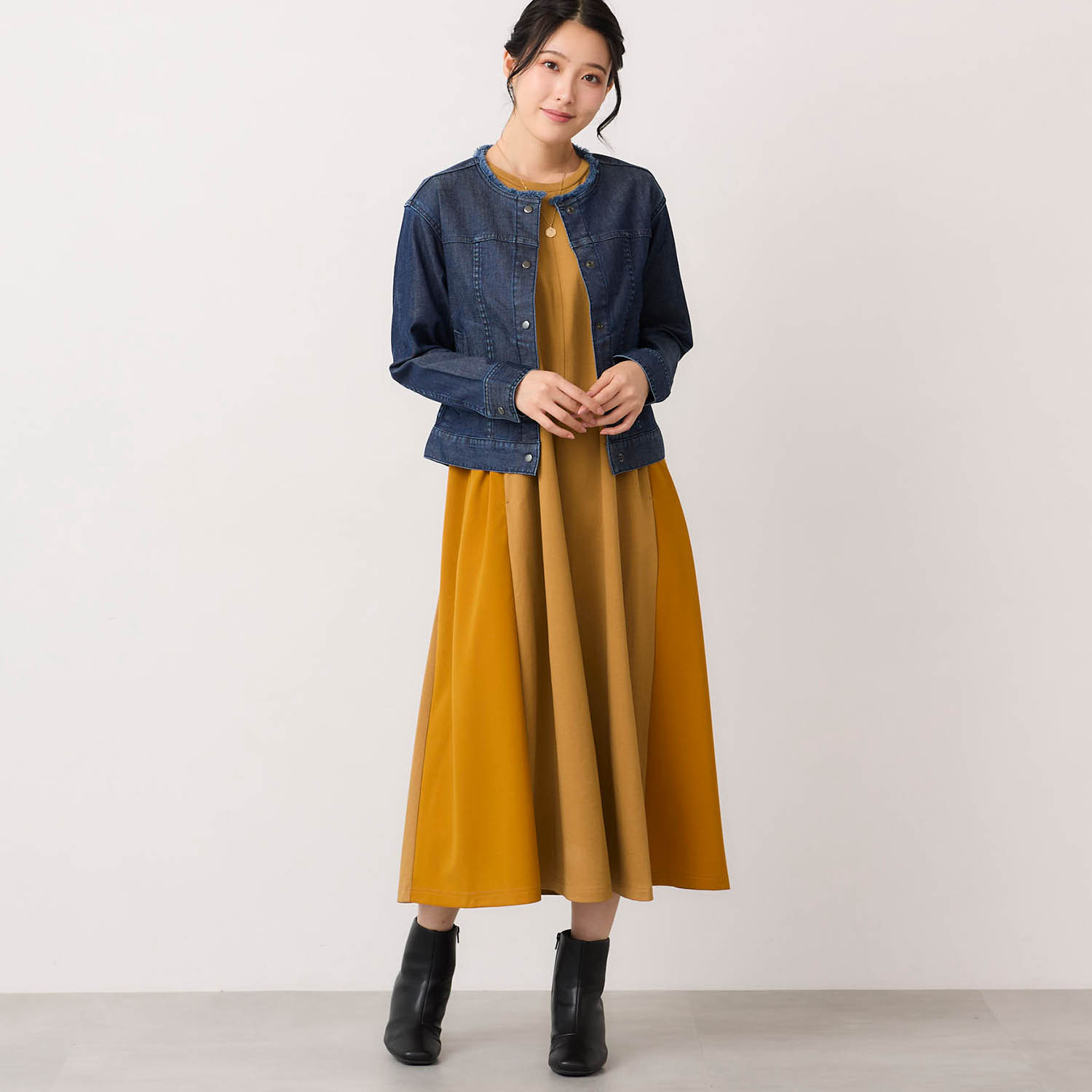 【花笑むとき/hana emu toki】体型カバーできるロング丈ノースリーブワンピース 【花笑むとき/hana emu toki】体型カバーできるロング丈ノースリーブワンピース