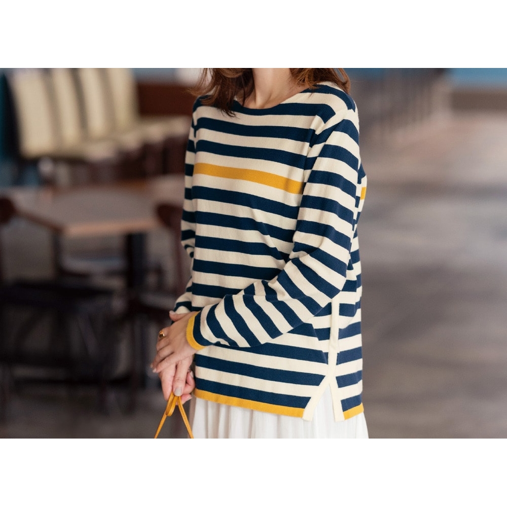 【花笑むとき/hana emu toki】ボーダーニットプルオーバー