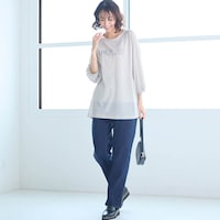 モデル身長169cm／64-91・股下70cm ※写真は撮影用のため股下+6cmになります。