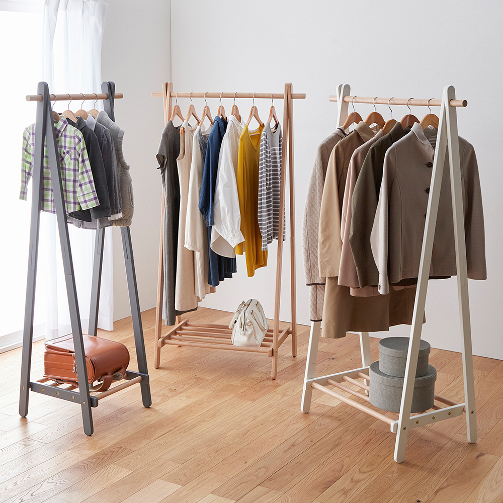 【BELLE MAISON DAYS】折りたたみ式木製ハンガーラック