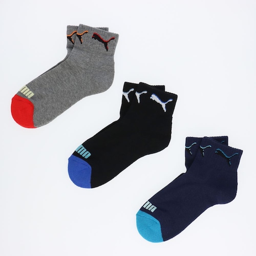 足底パイル編み PUMAクォーターソックス3足組